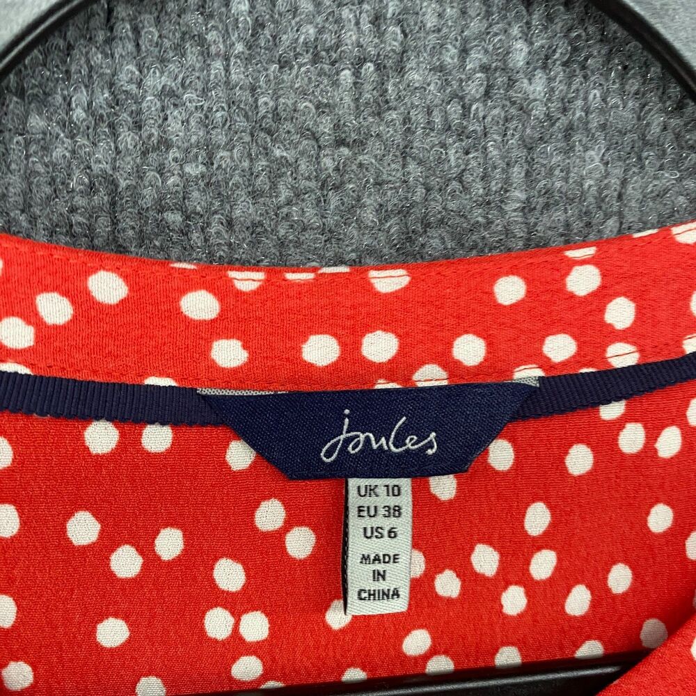 Joules Dress Womens 6 Red Polka Dots Tiered Boho Cottagecore Peasant‎ Western - Picture 7 of 10